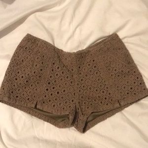brown crocheted shorts